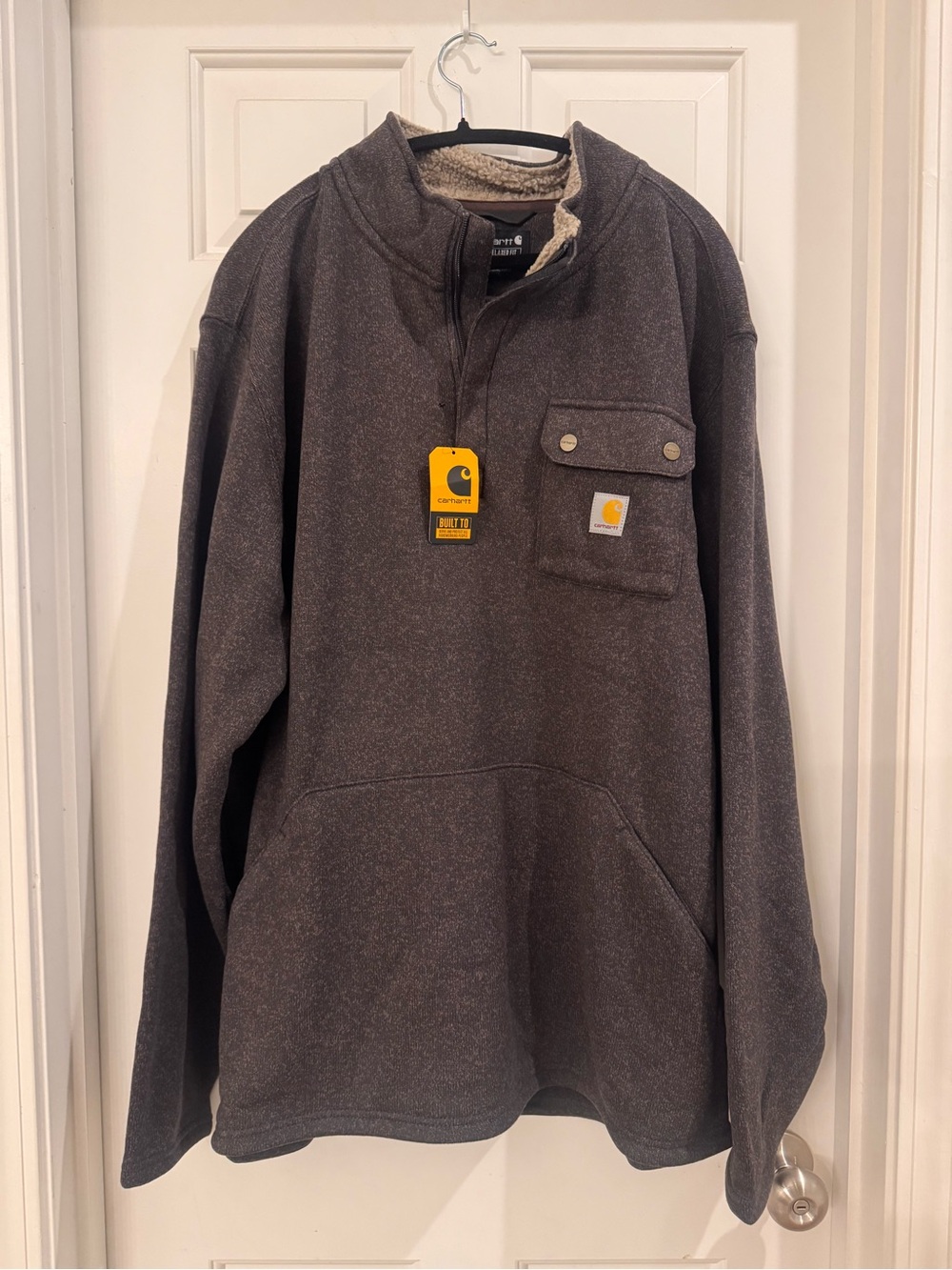 Carhartt Men’s Dark Brown Sherpa-Lined Zip Pullover